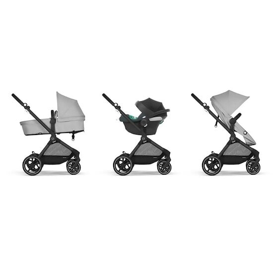 Poussette Trio EOS : Poussette 2-en-1 EOS + Aton B2 i-Size + Adaptateurs Stone Grey  de CYBEX