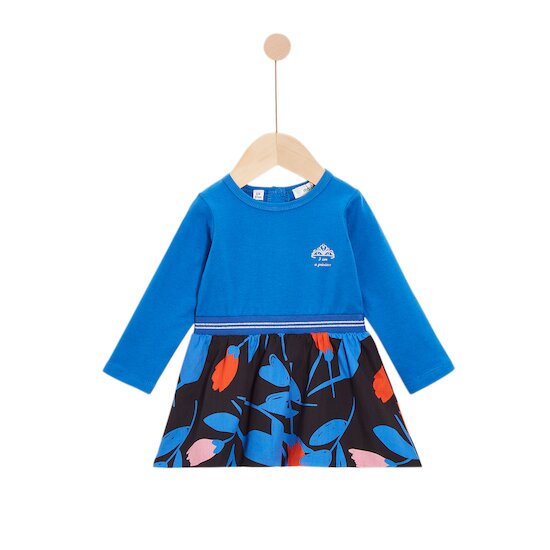  Pop mood Robe manches longues bleue fleurie  de Marèse