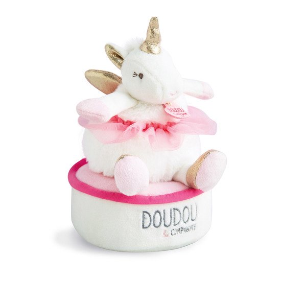 Doudou et compagnie Attache-sucette licorne blanc rose
