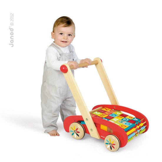 Chariot Abc Buggy Tatoo 30 Cubes Bois Rouge De Janod Jouets En Bois Aubert