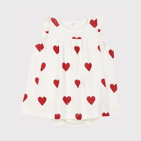 Robe body en coton bio Imprimé cœur 6 mois de Petit Bateau