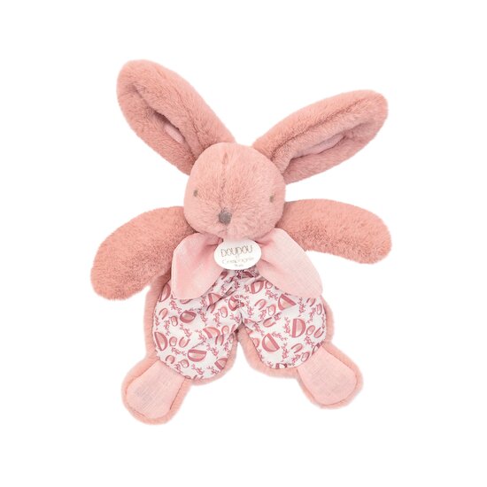 Doudou plat Lapin DOUDOU® Rose 18 cm de Doudou et Compagnie