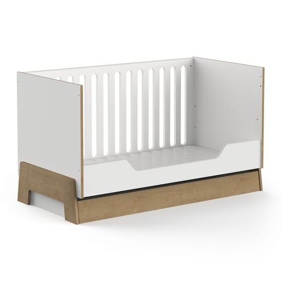 Albizia Lit bébé évolutif kit inclus Blanc / chêne 70 x 140 cm de CBA Meubles