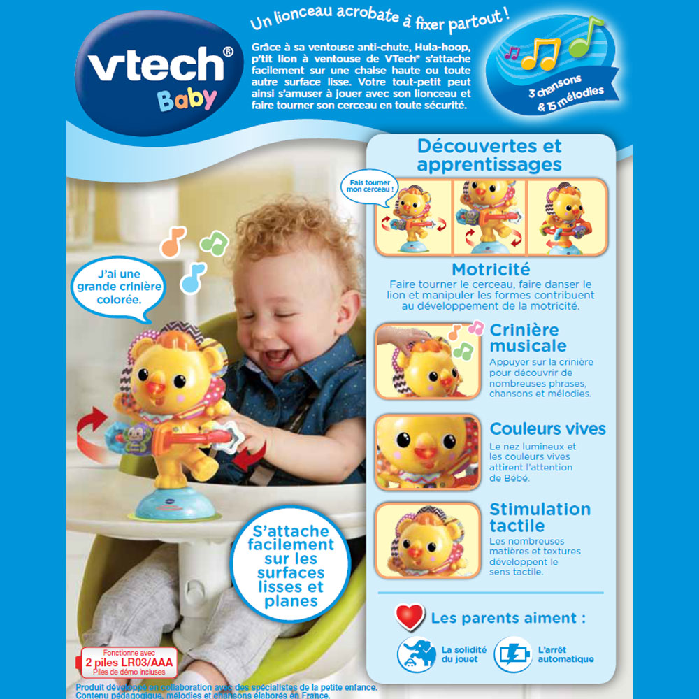 Hula Hoop P Tit Lion A Ventouse Jaune De Vtech Autres Jouets D Eveil Aubert