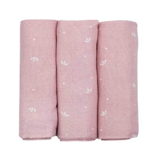 Lot de 3 langes bébé Rose 70 x 70  cm de Trois Kilos Sept