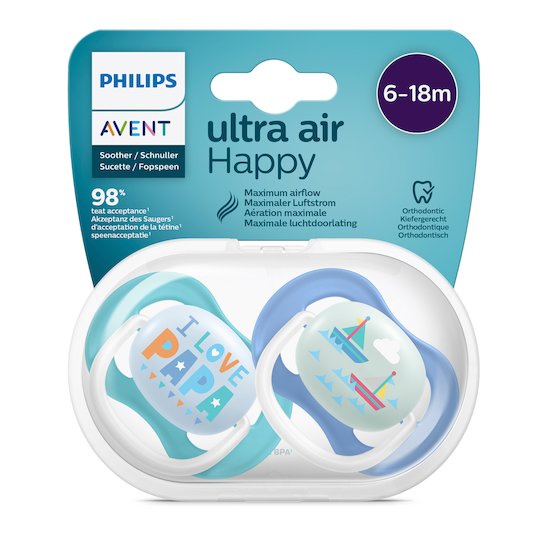 Philips Avent Ultra Air Sucette 18m+ Lion Ours X2