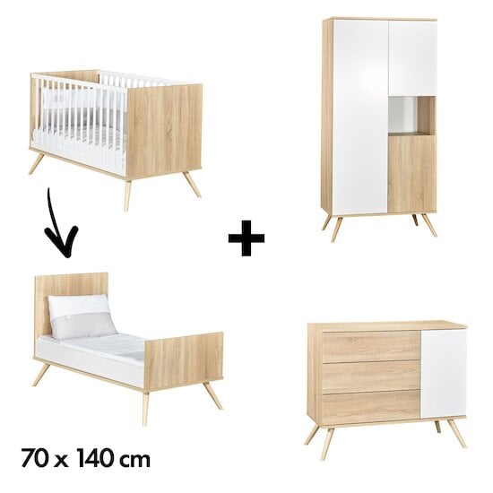 Chambre Seventies : Lit 70x140 + Commode + Armoire   de Sauthon Baby's Sweet Home