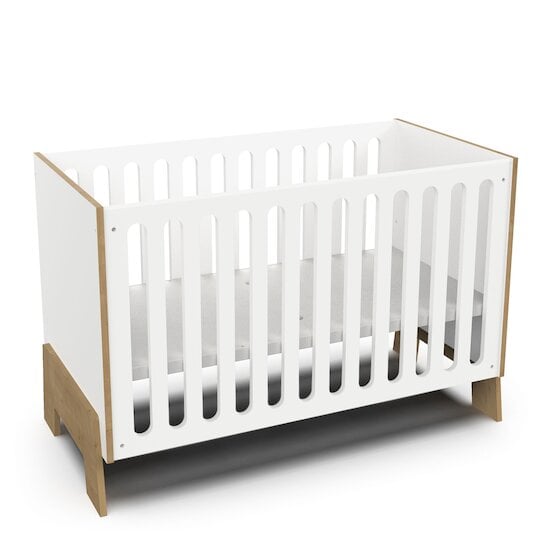 Albizia Lit bébé Blanc / chêne 60 x 120 cm de CBA Meubles