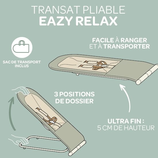 Transat pliable Eazy Relax lichen : Béaba - Berceau Magique