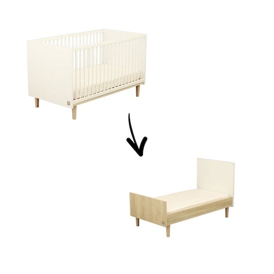 Paloma Lit bébé évolutif Blanc neige 70 x 140 cm de Sauthon Baby's Sweet Home