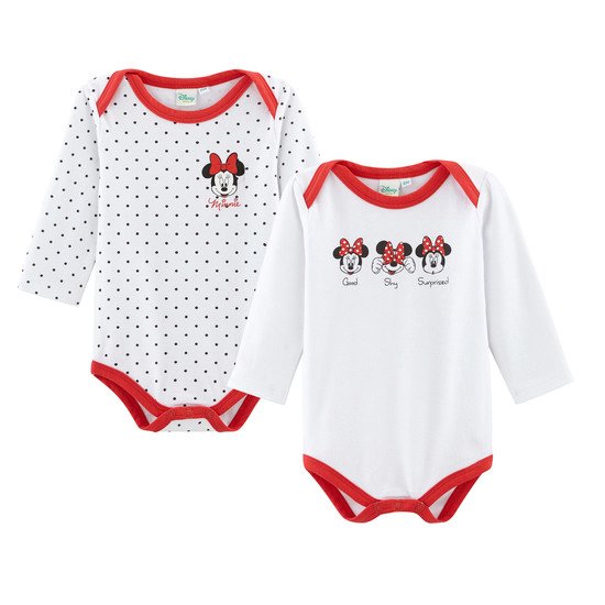 Minnie Lot De 2 Bodies Manches Longues Blanc Rouge De Disney Baby Minnie Aubert