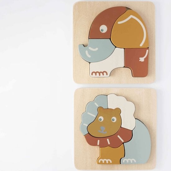 Puzzle bébé en bois - lot de 2 - labellisé FSC®   de Trois Kilos Sept