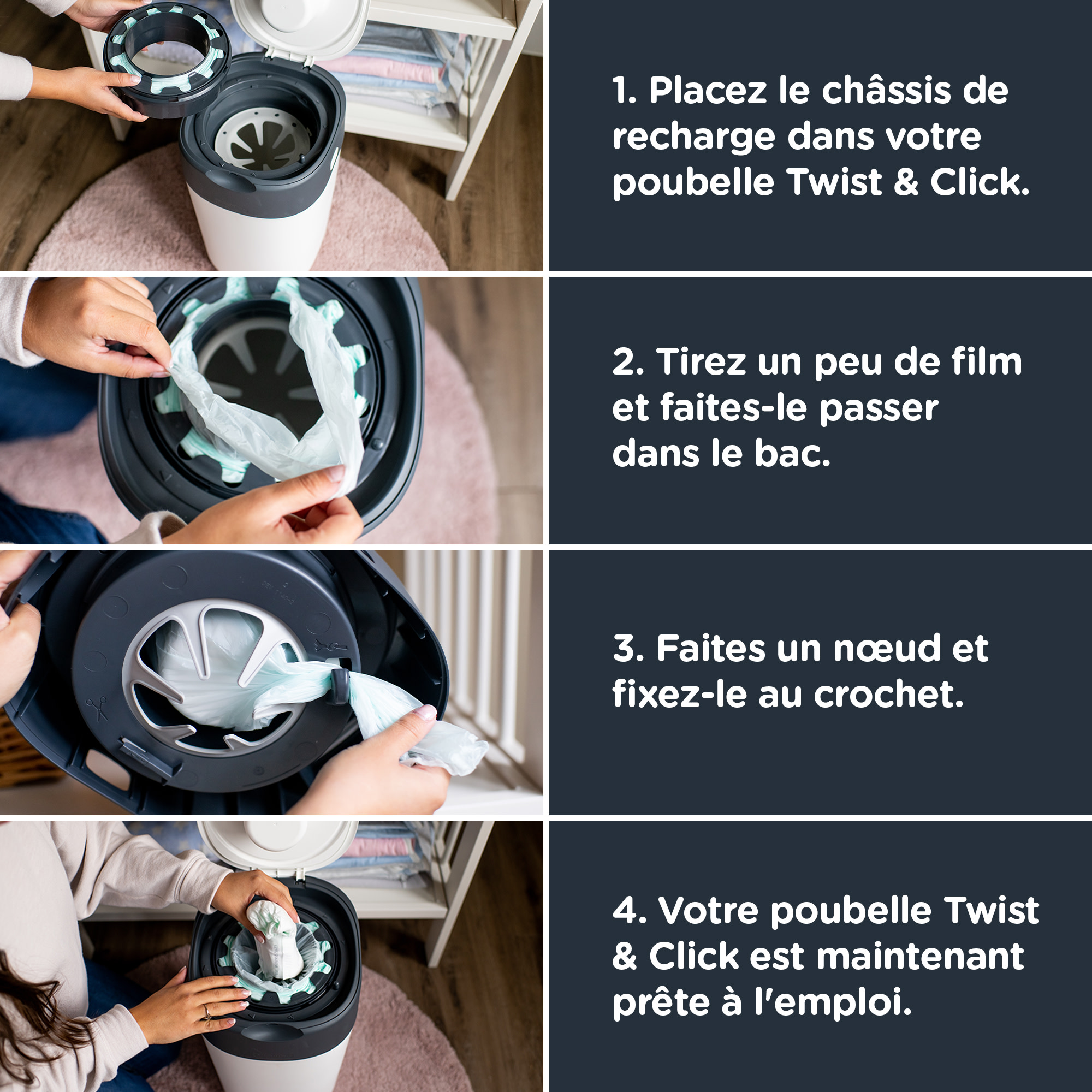 Trois Recharges poubelle à couches Sangenic Tec et Twist & Click
