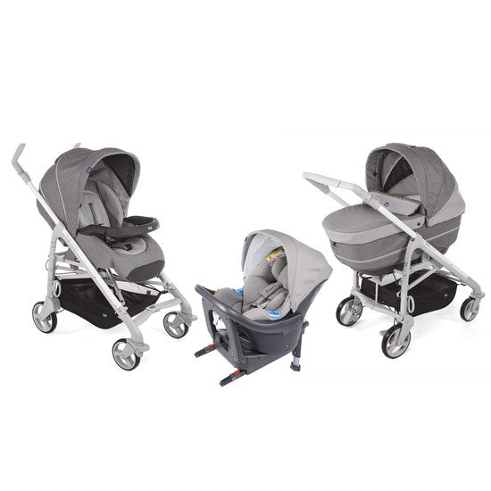 Poussette Trio Love Up i-Size Châssis blanc Titanium  de Chicco