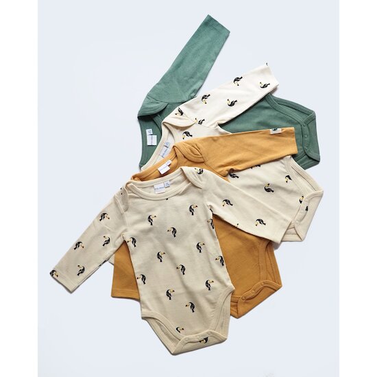 Lot 2 bodies manches longues en coton recyclé Beige/Camel  de P'tit bisou