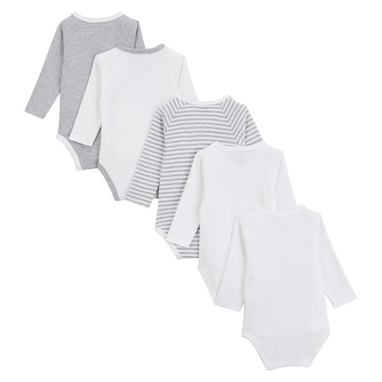 Lot 5 bodies Blanc/Gris  de P'tit Bisou Petit Prix