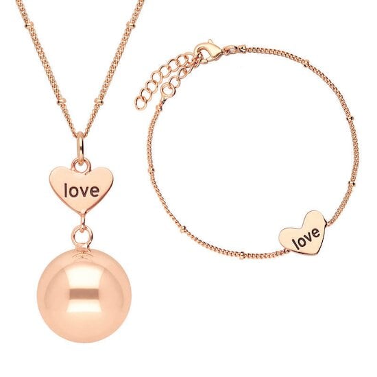 Coffret Bola sur chaine + Bracelet Or Rose  de Babylonia