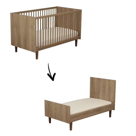 Mokka Lit évolutif Little big bed Chêne / Mokka 70 x 140 cm de Sauthon Baby's Sweet Home