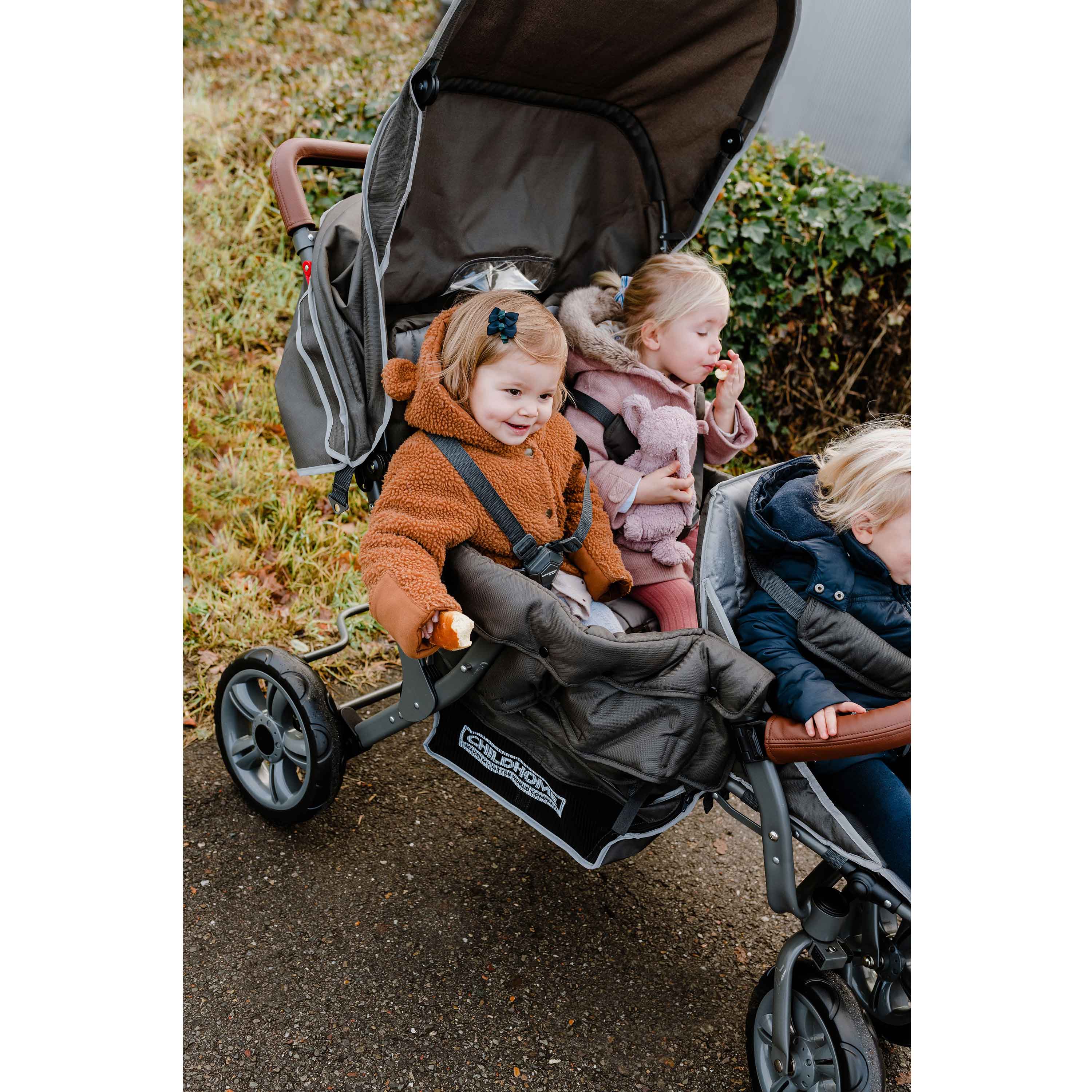 Poussette New Triplet Avec Housse De Pluie Et Pare Soleil New Anthracite De Childhome Poussettes Doubles Triples Aubert