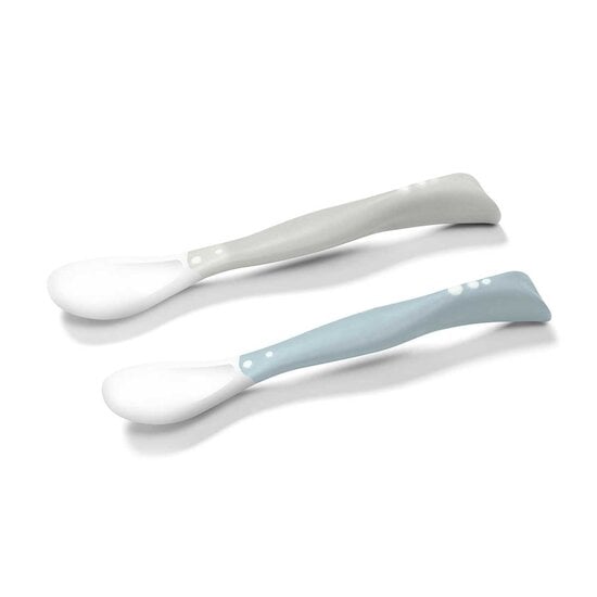 Lot de 2 cuillères Flexibles Bleu et Gris  de Babyono