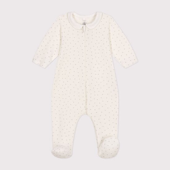 Pyjama en velours blanc marshmallow / gris  de Petit Bateau