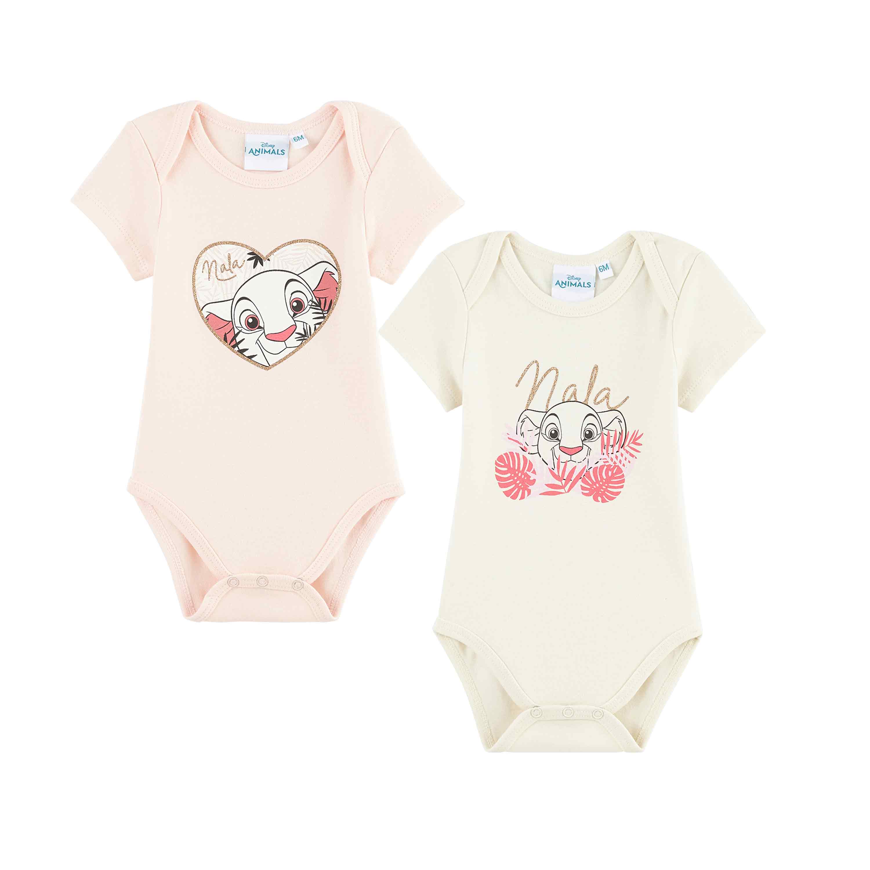 Lot 2 Bodies A Manches Courtes Nala Rose De Disney Baby Bodies Fille Aubert