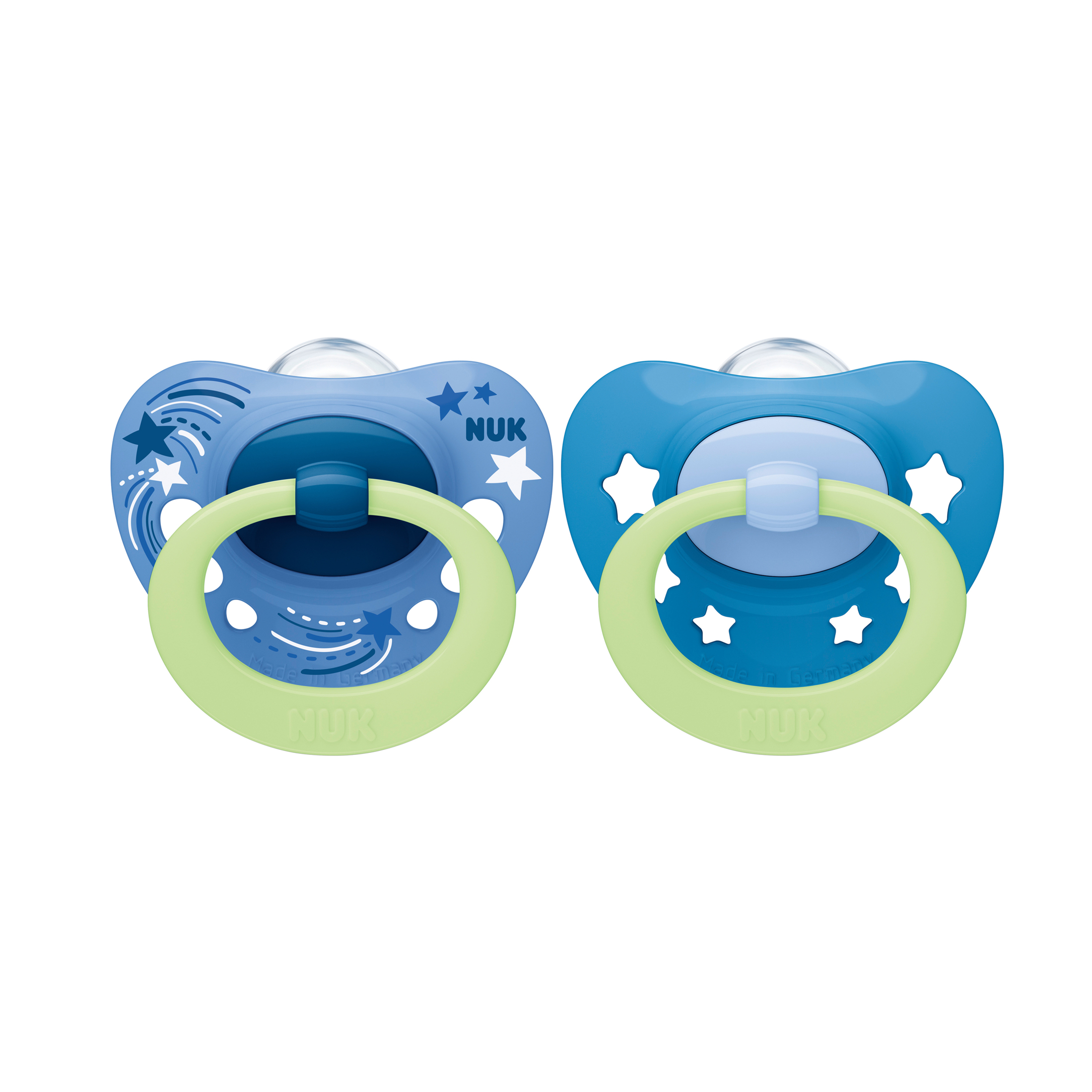 NUK Signature Night & Day Tétines, 6-18 mois, Sucettes pour bébé  phosphorescentes avec aérations extra-larges, Silicone sans BPA, Bleu