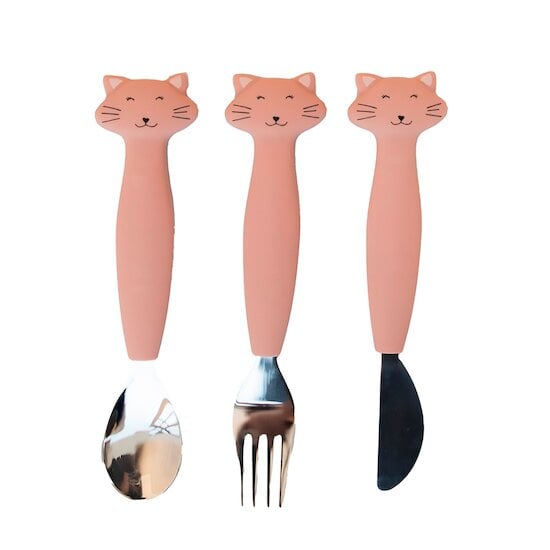 Couverts 3 pièces en silicone Mrs. Chat  de Trixie