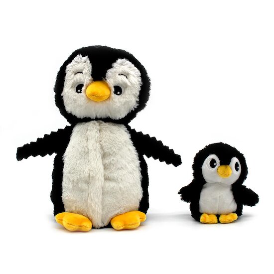 Ptipotos Peluche pingouin Iglou et son bébé Noir 25 cm de Les Déglingos