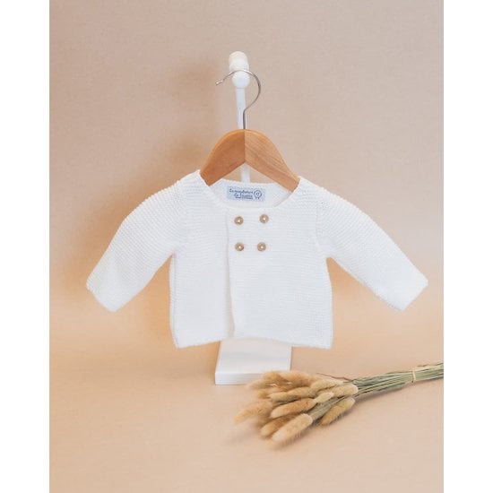 Cardigan en coton Blanc 3 mois de La Manufacture de Layette