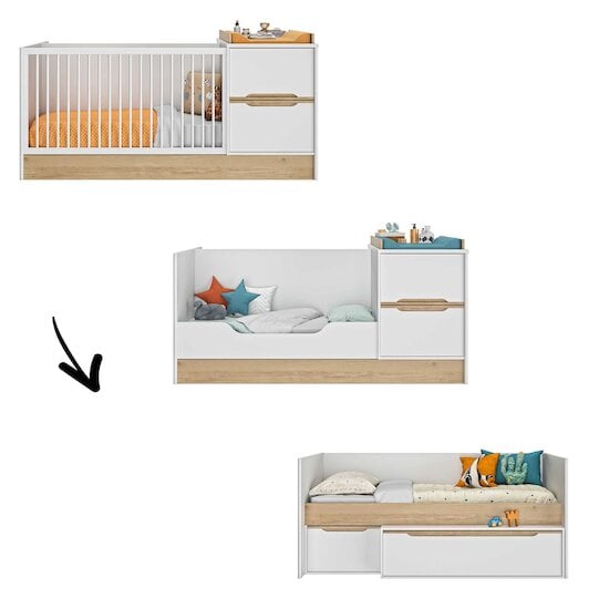 Céleste Lit compact évolutif 70x140 cm Blanc  de Galipette