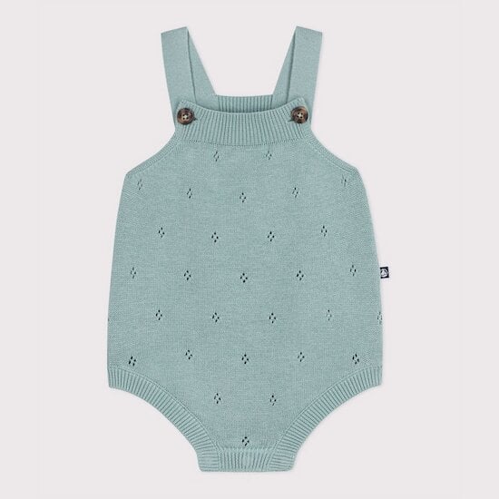 Barboteuse bébé en tricot à point fantaisie à bretelles   de Petit Bateau