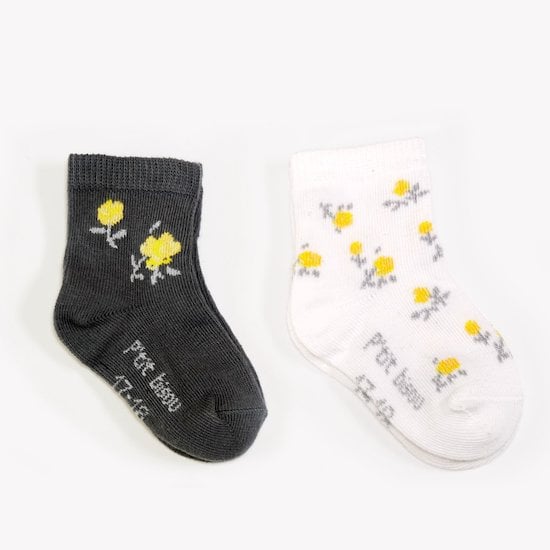 Lot de 2 mi-chaussettes Trop chou Fleurs jaunes 19/20 de P'tit bisou