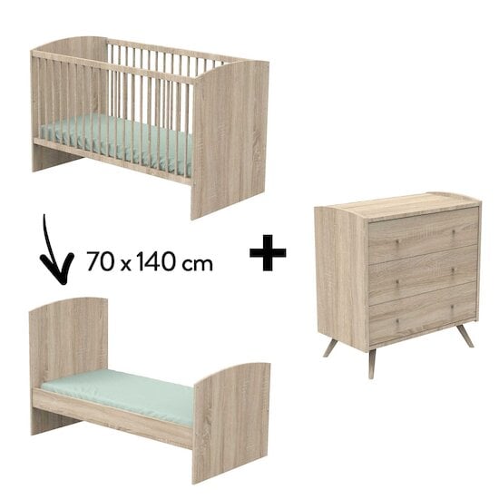 Chambre Access Duo : lit évolutif 70 x 140 + commode   de Sauthon Baby's Sweet Home