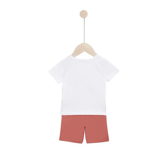 Escapade au Soleil T-shirt manches courtes + Bermuda Blanc et Rouge  de Marèse