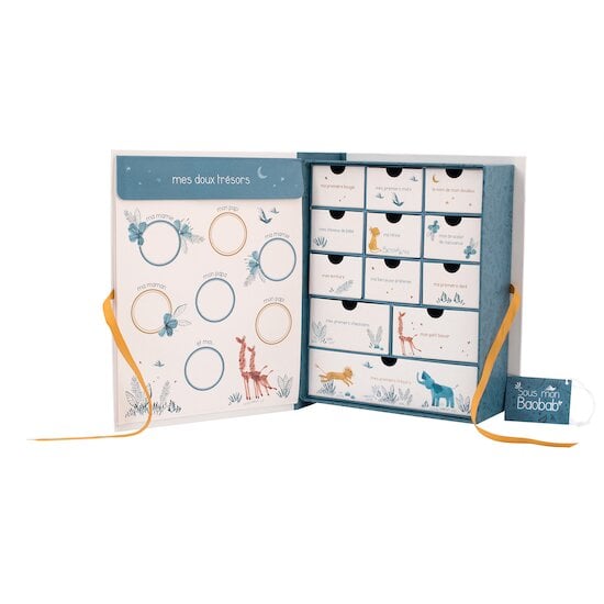 Sous mon baobab coffret naissance Blanc/Bleu  de Moulin Roty