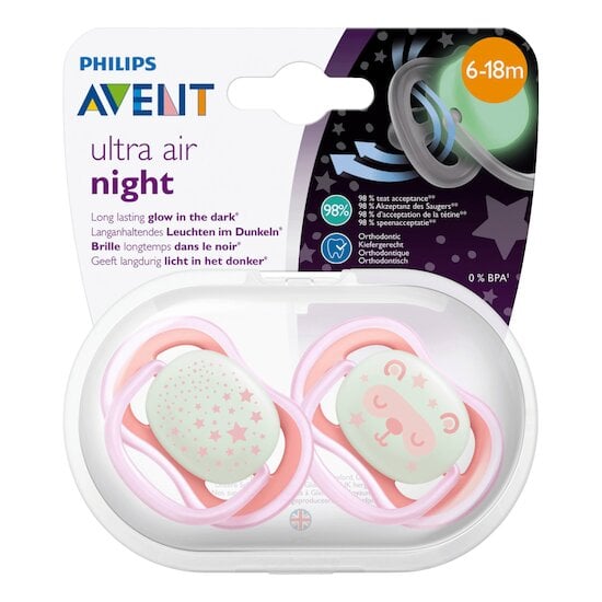Philips Avent Sucette Ultra Air Night Neutral SCF376/01 +18 Mois 2