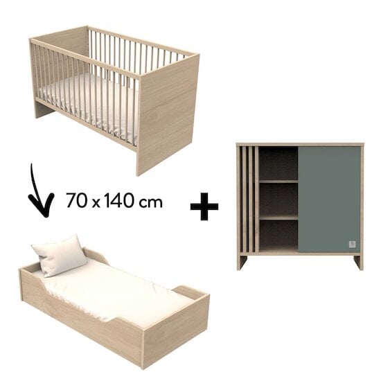 Chambre Tokyo Duo : Lit 70 x 140 cm + Commode   de Sauthon Baby's Sweet Home