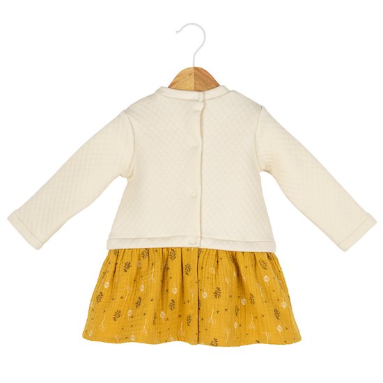 Safran et cie Robe automne manches longues Blanc/Jaune  de Marèse