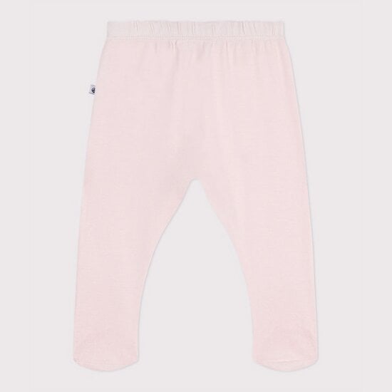 Pantalon à pied naissance en coton uni Rose Fleur  de Petit Bateau