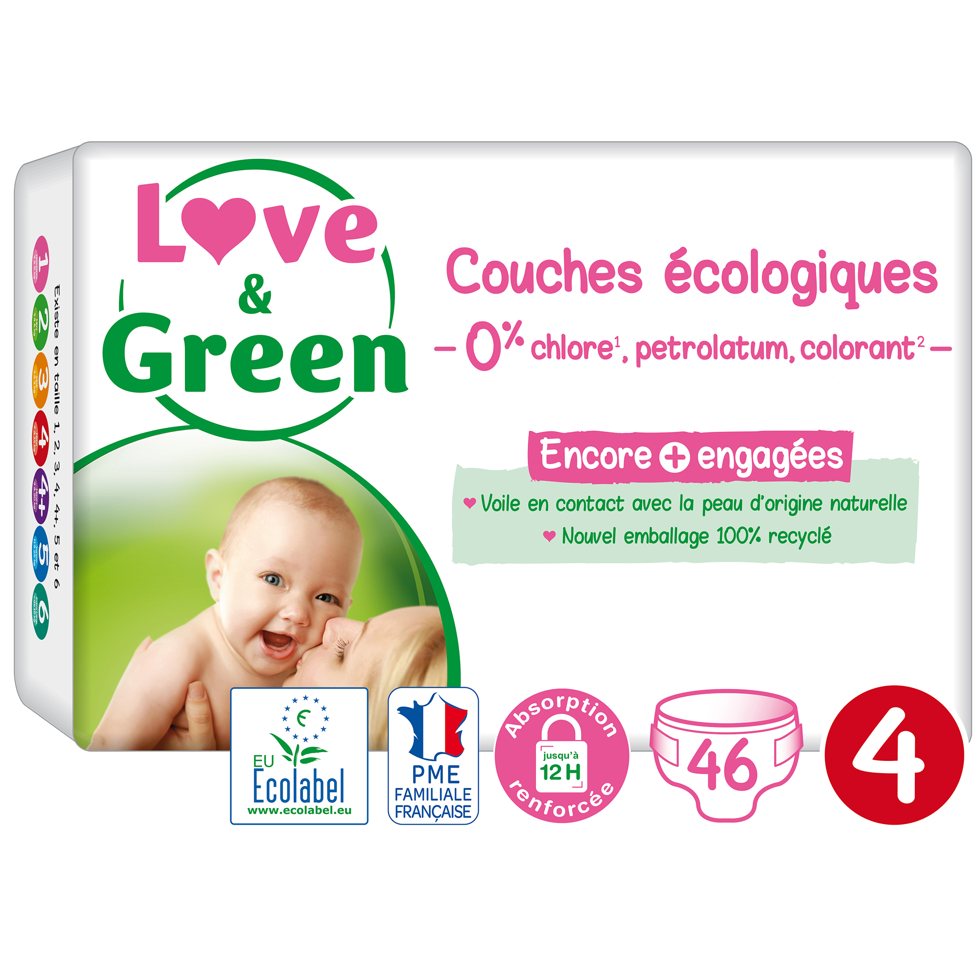 Love & Green Couches Hypoallergéniques Taille 6 - 34 couches