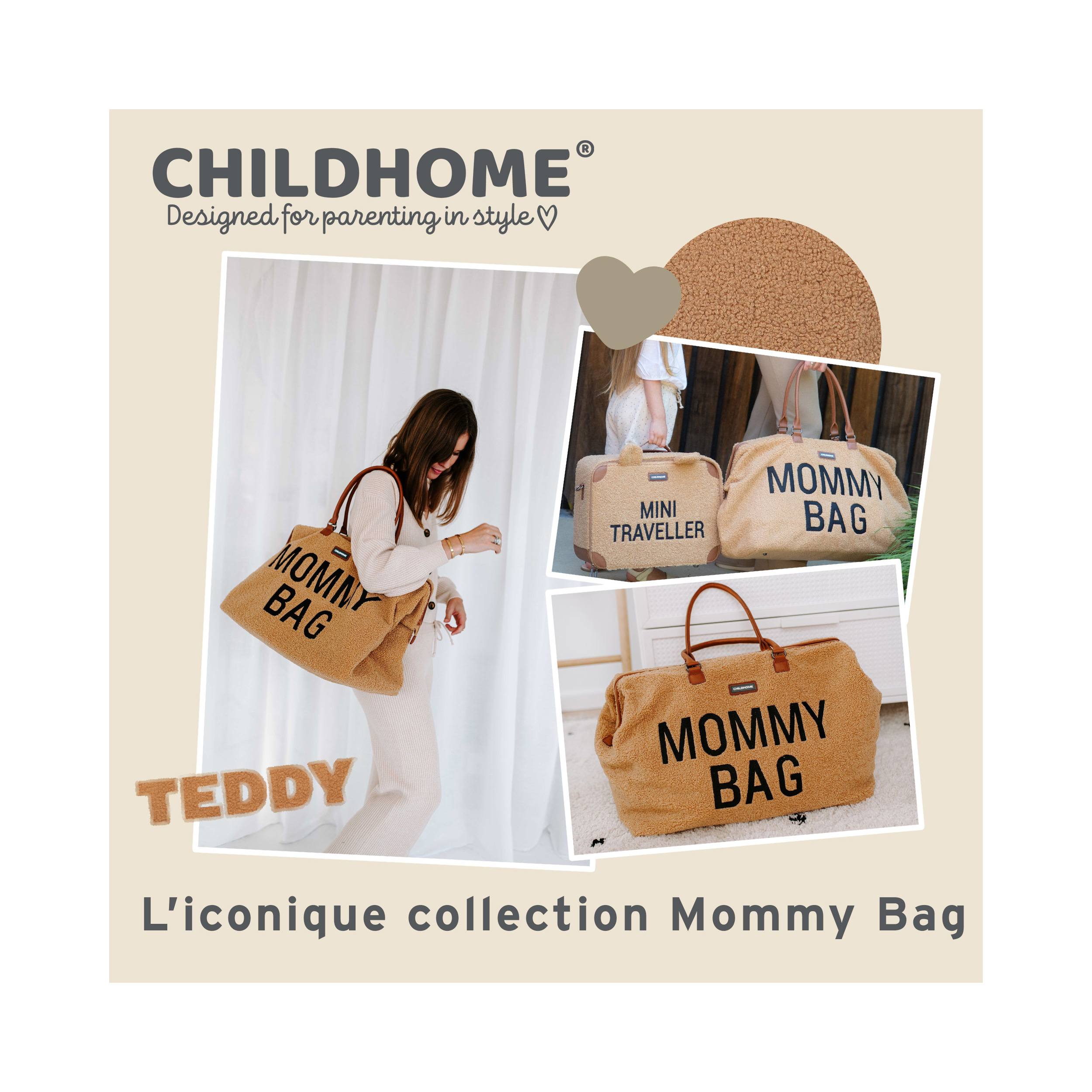 Sac à langer Mommy Bag - Teddy brun par Childhome